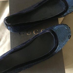 Gucci Vintage Bluette Fakgo Driving Shoe, Size 9